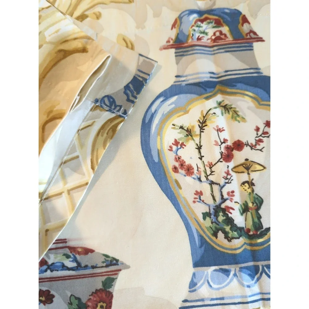Vintage Chinese Vases Schumacher Greeff Fabric 95" Oyster Pat# 1184022  54" Wide - Picture 6 of 8